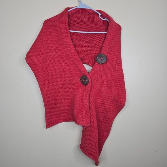 3 Button Wrap Shawl Scarf Cotton Open Knit - Picture 1 of 4